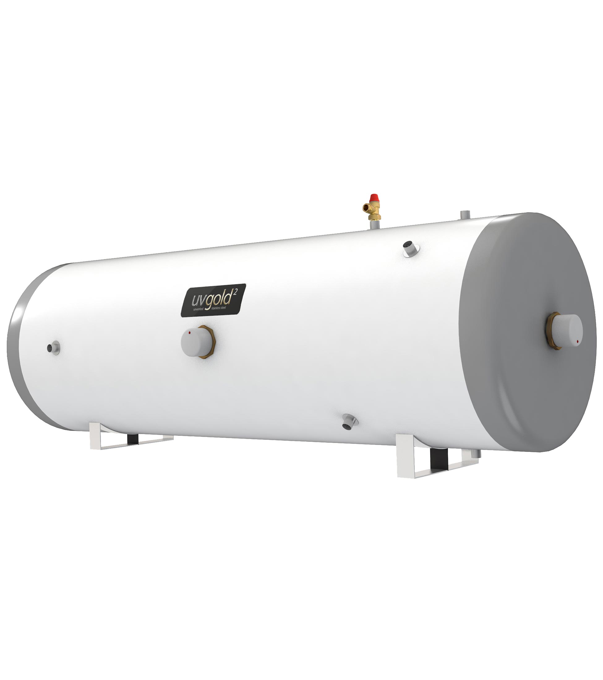 UVgold 2 Stainless 300L Horizontal Indirect Unvented Hot Water Storage Cylinder